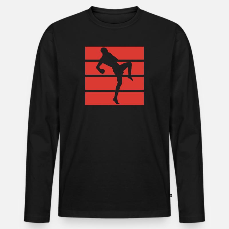 Kickboxen Kampfsport - Männer Premium Bio Langarmshirt - Schwarz