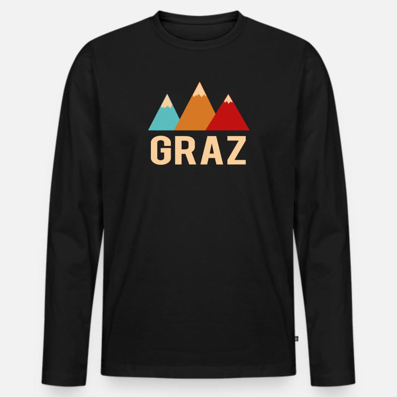 graz - Männer Premium Bio Langarmshirt - Schwarz