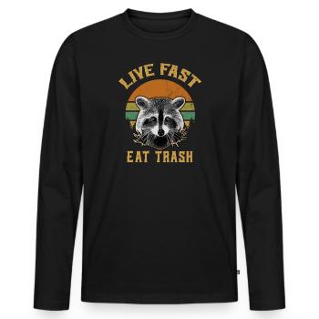 Live Fast Eat Trash - T-shirt manches longues Premium bio Homme - noir - Devant - Nico (187cm)