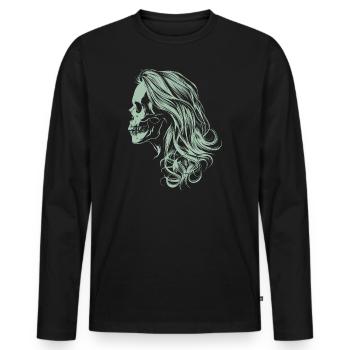 Crâne de fille zombie - T-shirt manches longues Premium bio Homme - noir - Devant - Nico (187cm)