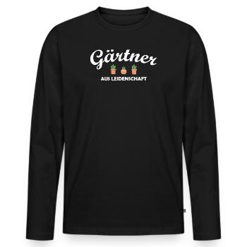 Gärtner aus Leidenschaft! - Männer Premium Bio Langarmshirt - Schwarz - Vorne - Nico (187cm)