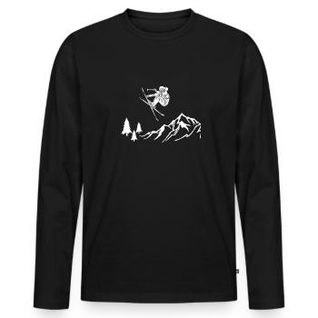 Skiing In The Alps - Men's Premium Organic Long Sleeve Shirt - black - Front - Nico (187cm)