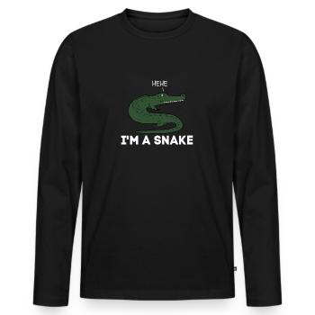 Crocodile Snake Alligator Funny Quote Joke Saying - Männer Premium Bio Langarmshirt - Schwarz - Vorne - Nico (187cm)