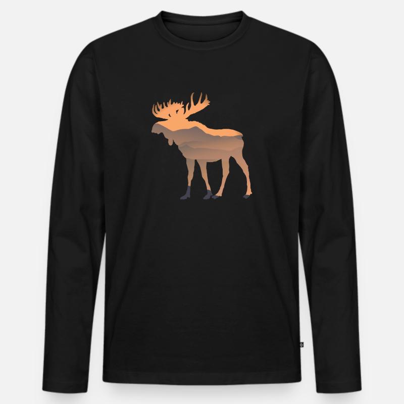 Elch - Männer Premium Bio Langarmshirt - Schwarz