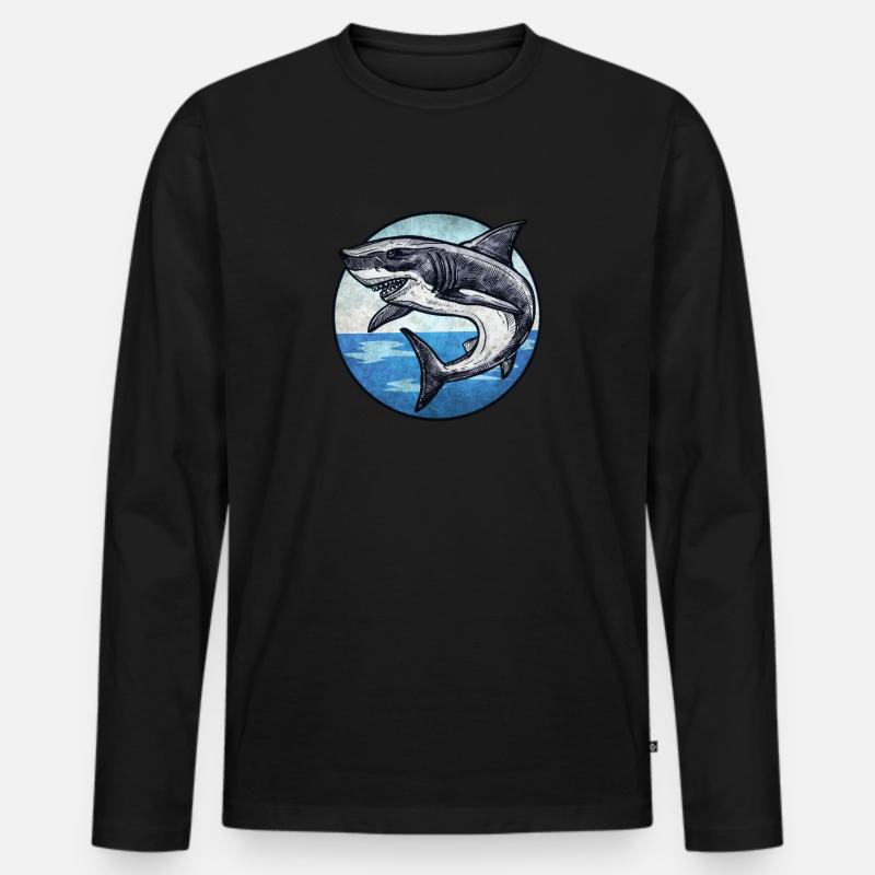 Megalodon - Männer Premium Bio Langarmshirt - Schwarz
