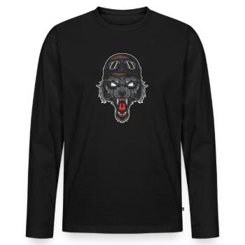 Biker Wolf motorradfahrer bike grau grauwolf - Männer Premium Bio Langarmshirt - Schwarz - Vorne - Nico (187cm)