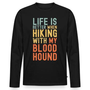 Bloodhound Randonnée chien rétro - T-shirt manches longues Premium bio Homme - noir - Devant - Nico (187cm)