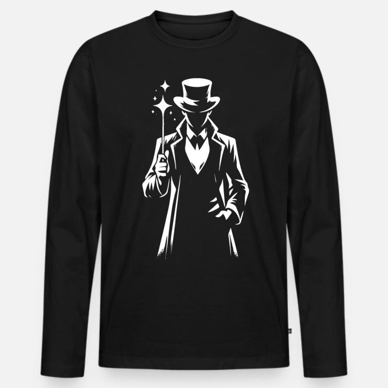 Zauberer – Meister der Tricks - Männer Premium Bio Langarmshirt - Schwarz