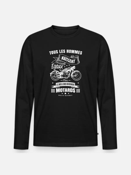 MEILLEUR MOTARD - T-shirt manches longues Premium bio Homme - noir