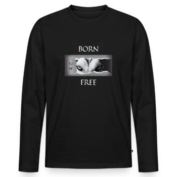Né pour être libre. - T-shirt manches longues Premium bio Homme - noir - Devant - Nico (187cm)