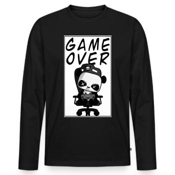 Game Over Funny Cute Gaming Panda Nerd Gambling - Men's Premium Organic Long Sleeve Shirt - black - Front - Nico (187cm)