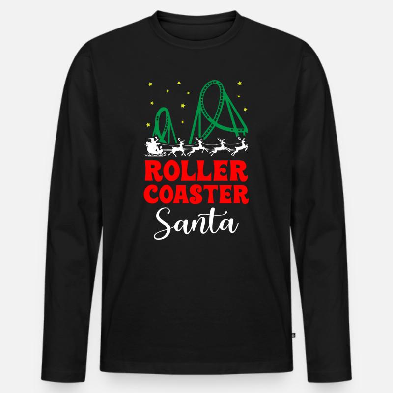 Roller Coaster Santa - Männer Premium Bio Langarmshirt - Schwarz