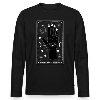 Gothic - Wheel of Fortune - Tarot Card Design - Men's Premium Organic Long Sleeve Shirt - black - Front - Nico (187cm)