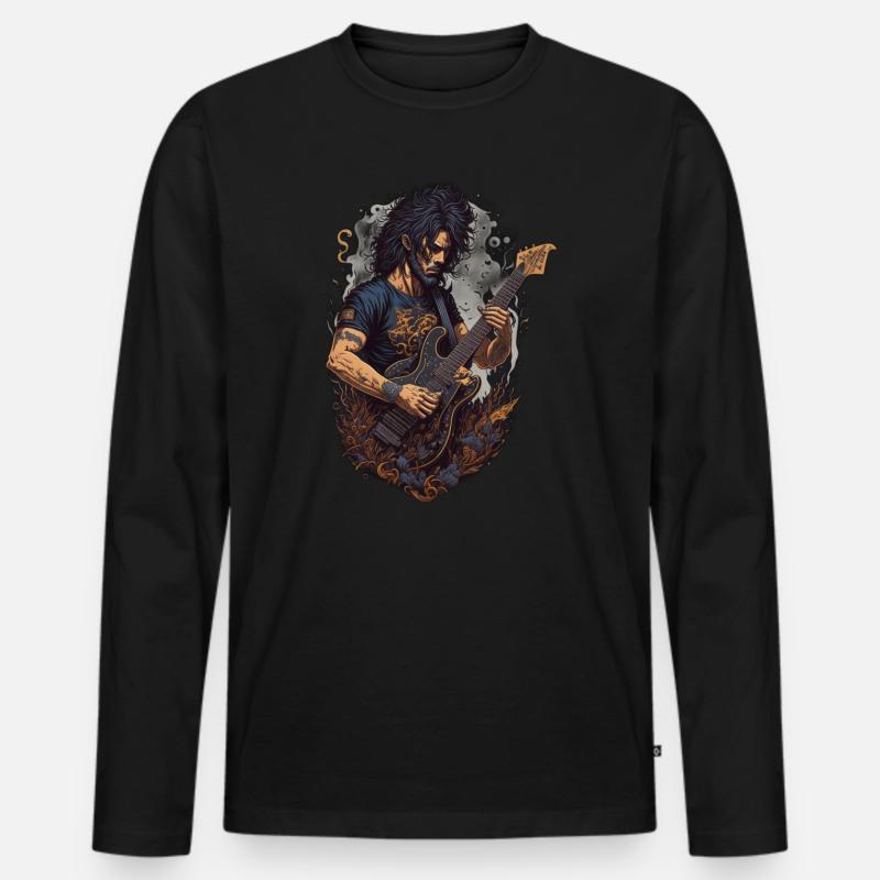 Umm guitarrista - Männer Premium Bio Langarmshirt - Schwarz
