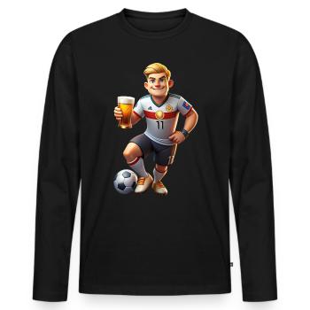 Fußballheld: Jugendliche Dynamik im Meisterporträt - Männer Premium Bio Langarmshirt - Schwarz - Vorne - Nico (187cm)