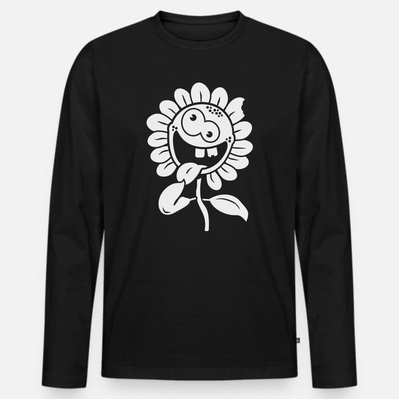 crazy flower negative 1c - Männer Premium Bio Langarmshirt - Schwarz