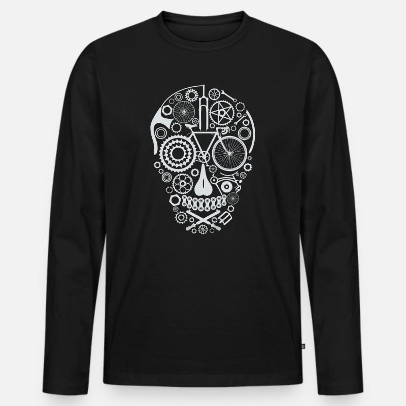 Bicycle Skull light grey - Männer Premium Bio Langarmshirt - Schwarz