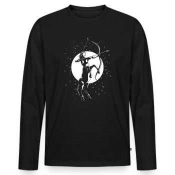 Schütze - Männer Premium Bio Langarmshirt - Schwarz - Vorne - Nico (187cm)