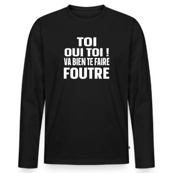 Insulte Colère Haine Cadeau Explosif Humour - T-shirt manches longues Premium bio Homme - noir - Devant - Nico (187cm)