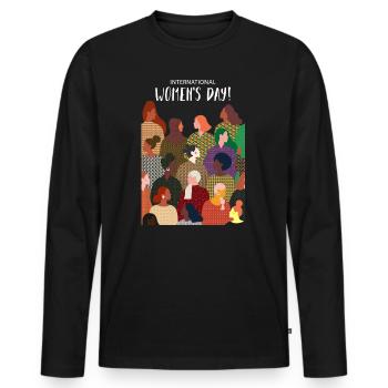 Journée internationale de la femme | 8mars - T-shirt manches longues Premium bio Homme - noir - Devant - Nico (187cm)