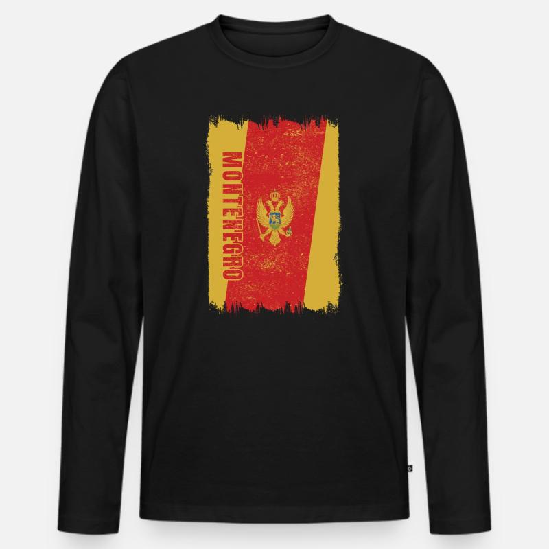 Montenegro Flagge - Männer Premium Bio Langarmshirt - Schwarz