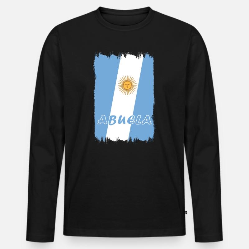 Argentinien Großmutter Design - Männer Premium Bio Langarmshirt - Schwarz