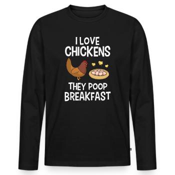 Chicken Chickens - Men's Premium Organic Long Sleeve Shirt - black - Front - Nico (187cm)