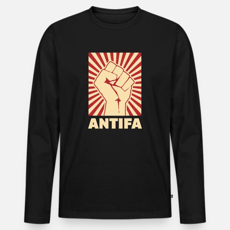 Antifa - Männer Premium Bio Langarmshirt - Schwarz