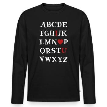 ABC I love you - Men's Premium Organic Long Sleeve Shirt - black - Front - Nico (187cm)