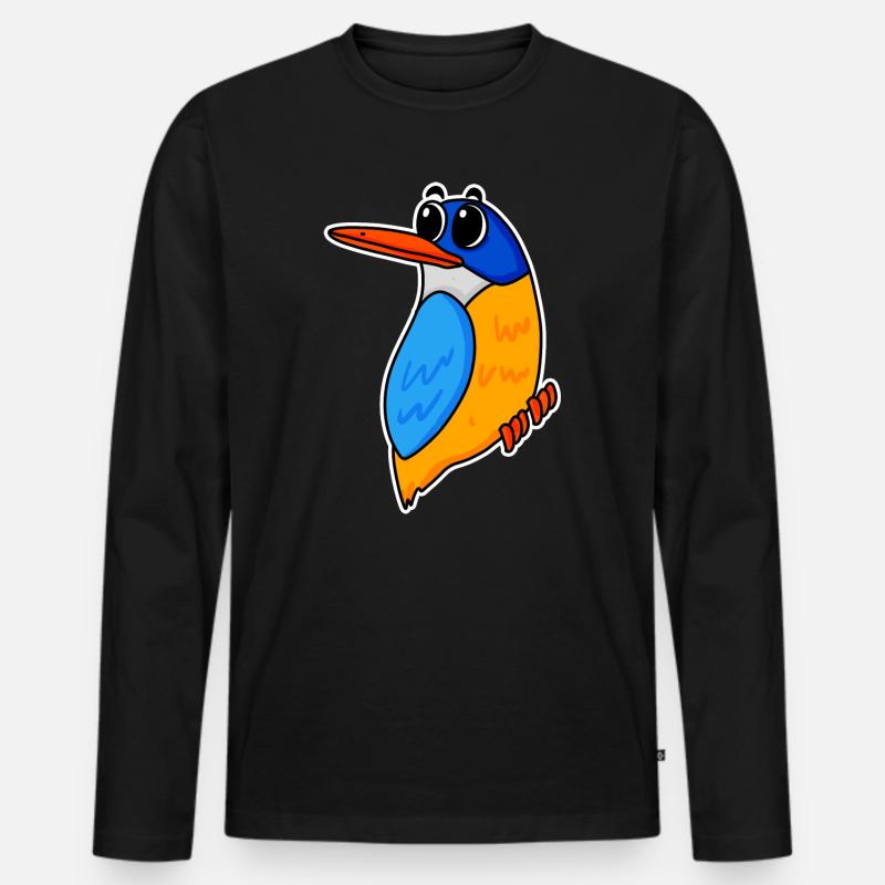 Niedlicher Eisvogel - Männer Premium Bio Langarmshirt - Schwarz