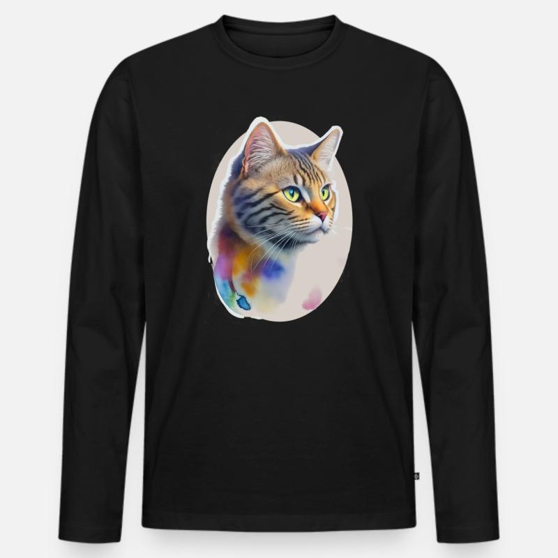 Katze - Männer Premium Bio Langarmshirt - Schwarz