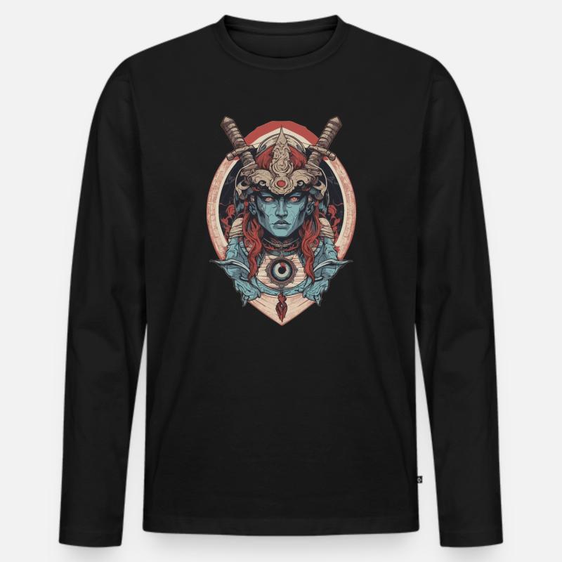 Samurai Gott - Männer Premium Bio Langarmshirt - Schwarz