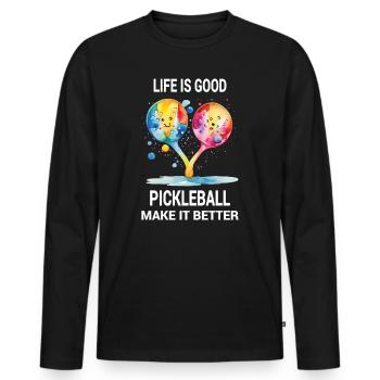 Le pickleball est ma thérapie - T-shirt manches longues Premium bio Homme - noir - Devant - Nico (187cm)