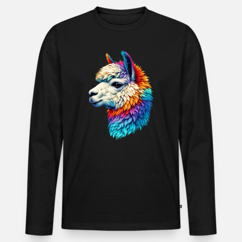 Alpaka - Männer Premium Bio Langarmshirt - Schwarz