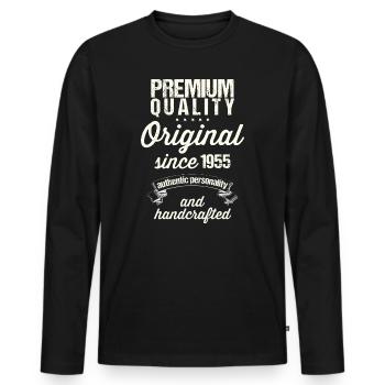 Né en 1955 - T-shirt manches longues Premium bio Homme - noir - Devant - Nico (187cm)