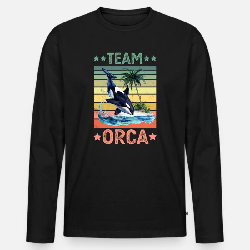 Orca Killerwal - Männer Premium Bio Langarmshirt - Schwarz