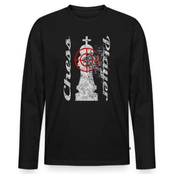 Motif d’échecs avec réticule - T-shirt manches longues Premium bio Homme - noir - Devant - Nico (187cm)