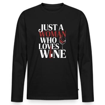 Weinliebende Frau Zitat Glas - Männer Premium Bio Langarmshirt - Schwarz - Vorne - Nico (187cm)
