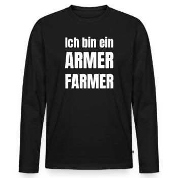 Je suis un pauvre fermier - T-shirt manches longues Premium bio Homme - noir - Devant - Nico (187cm)