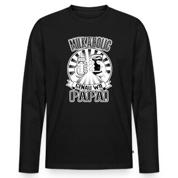 Milkaholic – Papa lässt grüßen! - Männer Premium Bio Langarmshirt - Schwarz - Vorne - Nico (187cm)