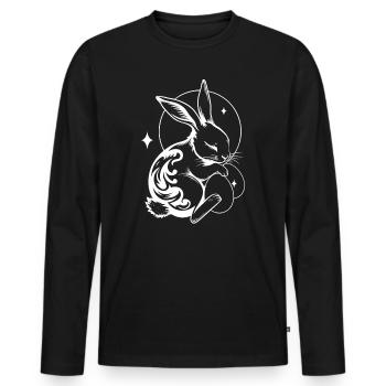 Sleeping Easter Bunny with Tribal and Eggs - Men's Premium Organic Long Sleeve Shirt - black - Front - Nico (187cm)
