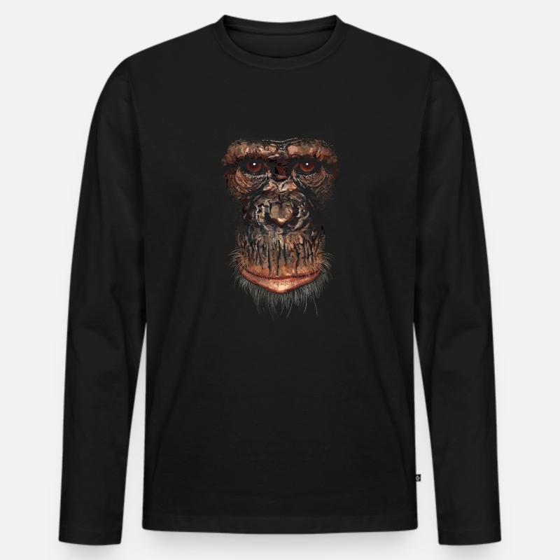 Affe - Männer Premium Bio Langarmshirt - Schwarz