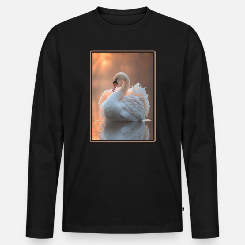 Schwäne Schwan - Männer Premium Bio Langarmshirt - Schwarz