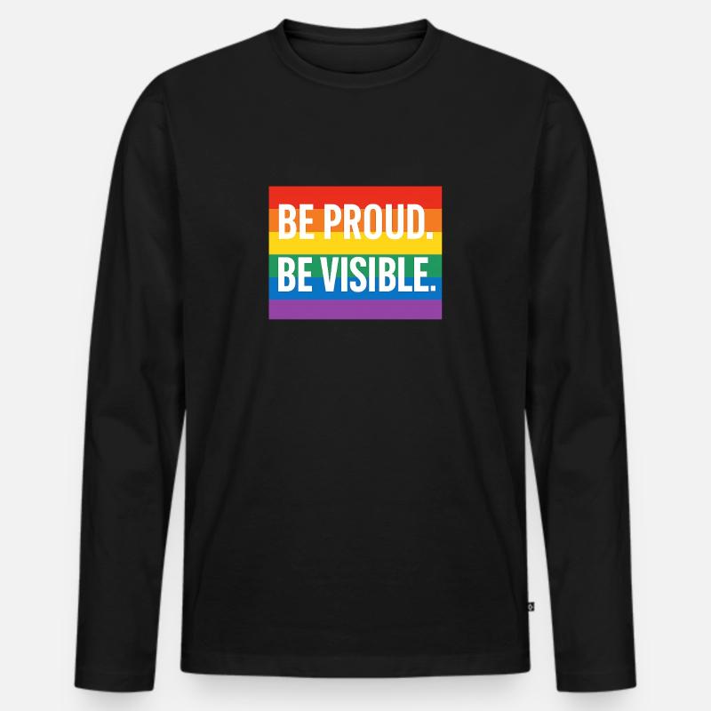 Regenbogen Pride Statement Design - Männer Premium Bio Langarmshirt - Schwarz
