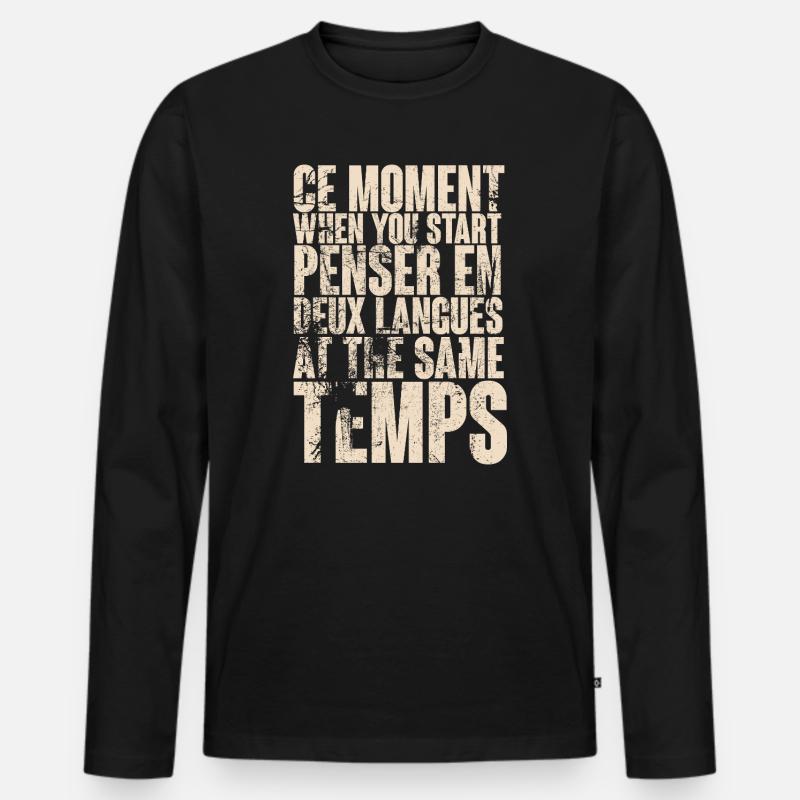 Inspiration durch zweisprachiges Denken - Männer Premium Bio Langarmshirt - Schwarz
