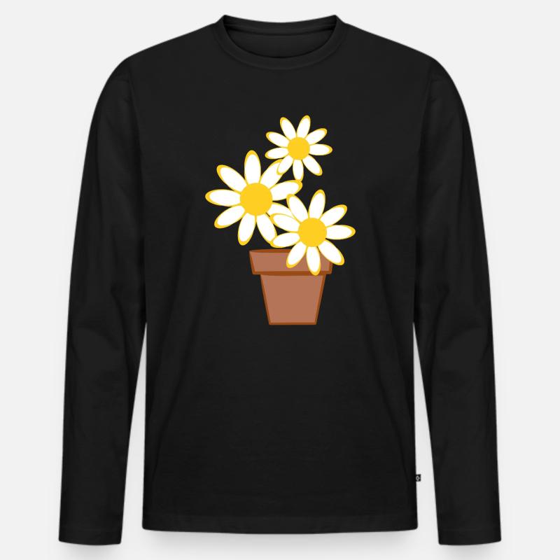 Gänseblümchen - Männer Premium Bio Langarmshirt - Schwarz
