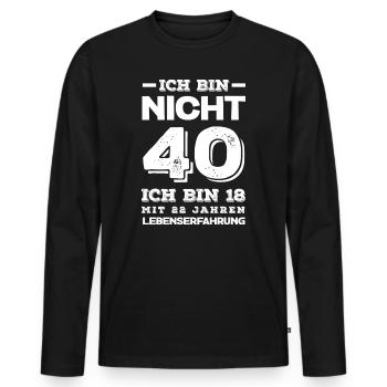 Lustiges 40. Geburtstag Geschenk Geburtstagsshirt - Männer Premium Bio Langarmshirt - Schwarz - Vorne - Nico (187cm)