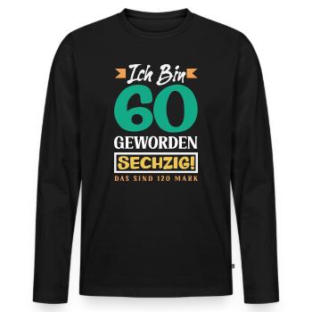 Drôle 60e anniversaire anniversaire Chemise cadeau - T-shirt manches longues Premium bio Homme - noir - Devant - Nico (187cm)