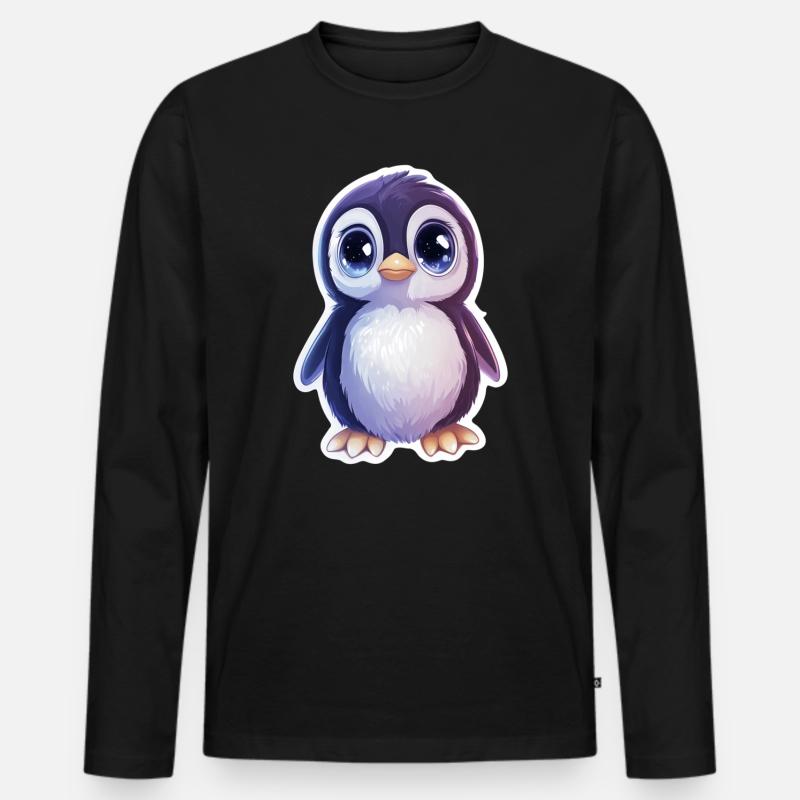 Pinguin - Männer Premium Bio Langarmshirt - Schwarz