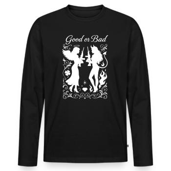 Good or Bad – Engel & Teufel - Männer Premium Bio Langarmshirt - Schwarz - Vorne - Nico (187cm)